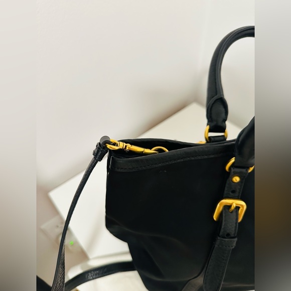 PRADA Tessuto Vitello Daino Nylon Tote Shoulder Bag Black |AUTHENTIC! - Picture 12 of 13